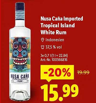 Nusa Caña Imported Tropical Island White Rum