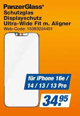 PanzerGlass® Displayschutz Ultra-Wide Fit m. Aligner für iPhone 16e / 14 / 13 / 13 Pro