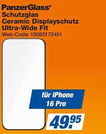 PanzerGlass® Schutzglas Ceramic Displayschutz Ultra-Wide Fit für iPhone 16 Pro