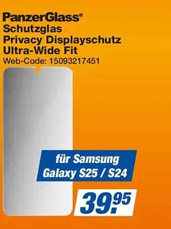 PanzerGlass® Schutzglas Privacy Displayschutz Ultra-Wide Fit für Samsung Galaxy S25 / S24