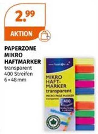 PAPERZONE MIKRO HAFTMARKER transparent 400 Streifen 6 × 48 mm