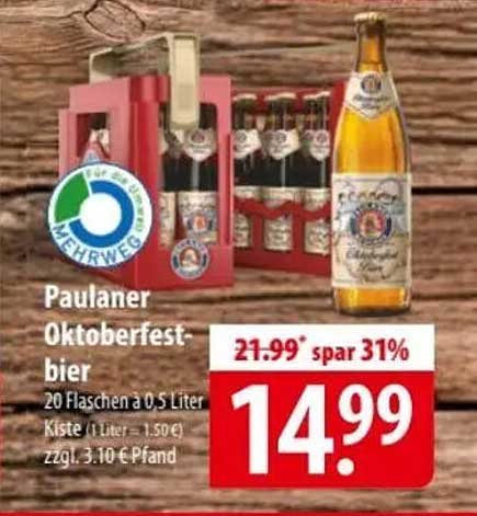 Paulaner Oktoberfestbier 20 Flaschen à 0,5 Liter Kiste