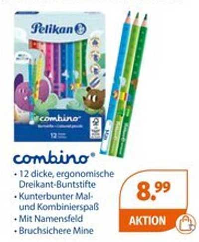 Pelikan combino® 12 dicke, ergonomische Dreikant-Buntstifte