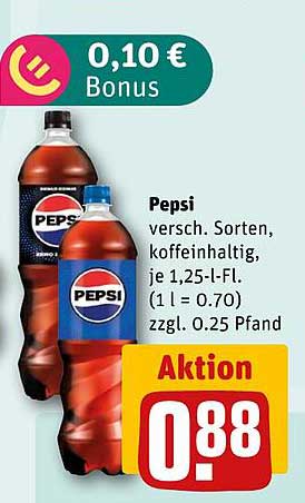 Pepsi diverse Sorten, 1,25-Liter-Flasche