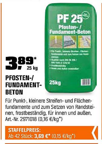 PF 25 Pfosten-/Fundament-Beton 25 kg