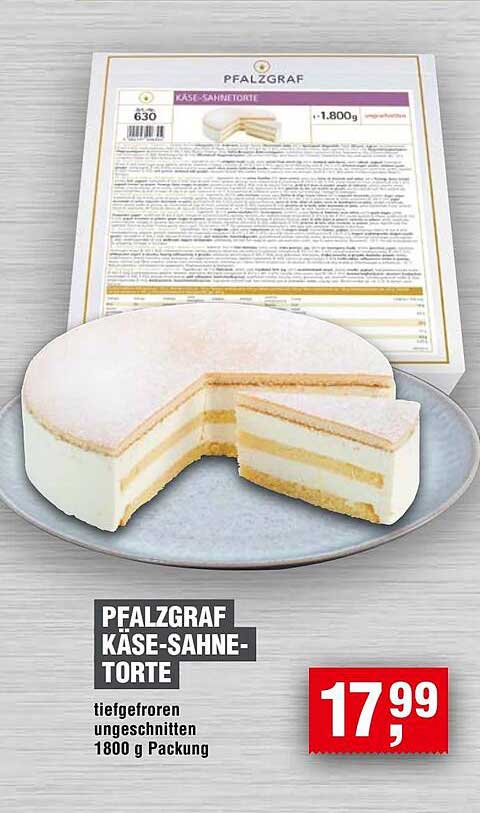 PFALZGRAF KÄSE-SAHNE-TORTE - tiefgefroren ungeschnitten 1800 g Packung
