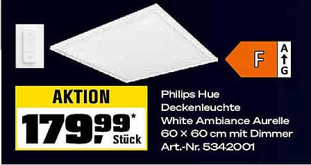 Philips Hue Deckenleuchte White Ambiance Aurelle 60 x 60 cm mit Dimmer