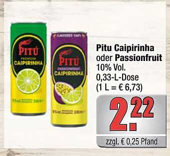 Pitu Caipirinha oder Passionfruit 10% Vol. 0,33-L-Dose