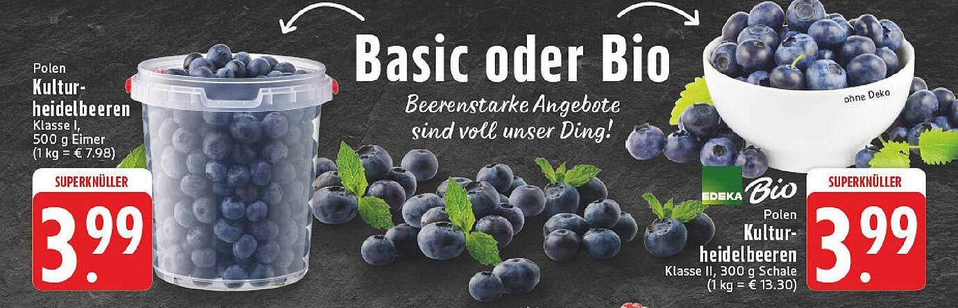 Polen Kulturheidelbeeren Klasse I, 500 g Eimer für nur 3,99 €