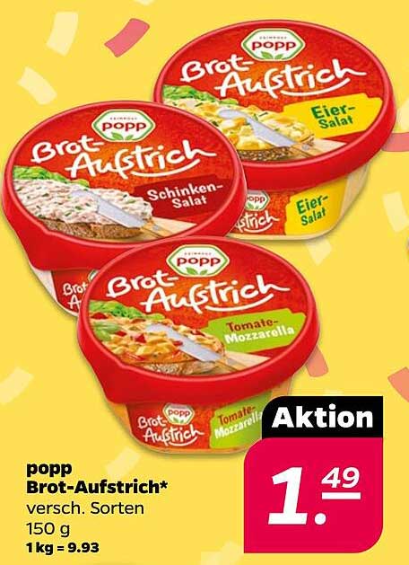 popp Brot-Aufstrich* verschieden. Sorten 150 g