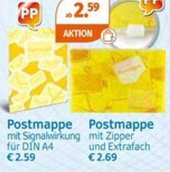 Postmappe mit Signalwirkung für DIN A4 und Postmappe mit Zipper und Extrafach