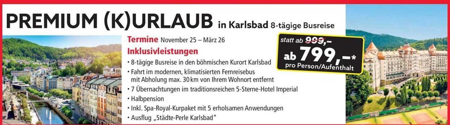 PREMIUM (K)URLAUB in Karlsbad - 8-tägige Busreise