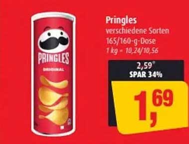 Pringles verschiedene Sorten 165/160-g-Dose