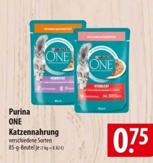 Purina ONE Katzennahrung verschiedene Sorten 85-g-Beutel