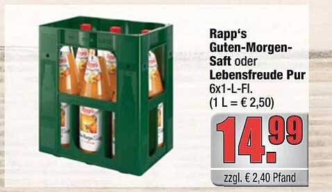 Rapp's Guten-Morgen-Saft oder Lebensfreude Pur 6x1-L-Fl.