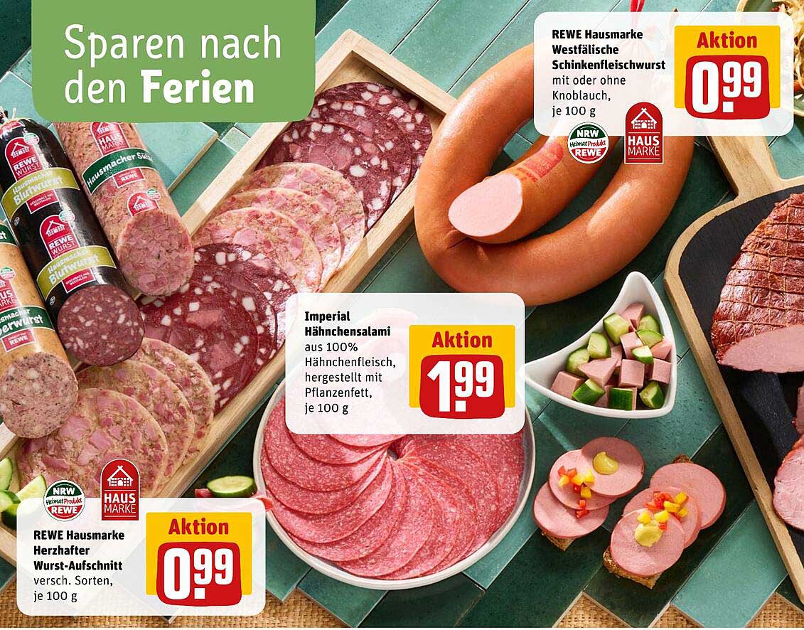 REWE Hausmarke Westfälische Schinkenfleischwurst mit oder ohne Knoblauch, je 100 g