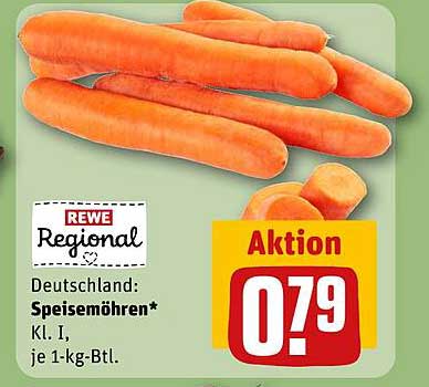 REWE Regional: Speisemöhren Kl. I, je 1-kg-Btl.