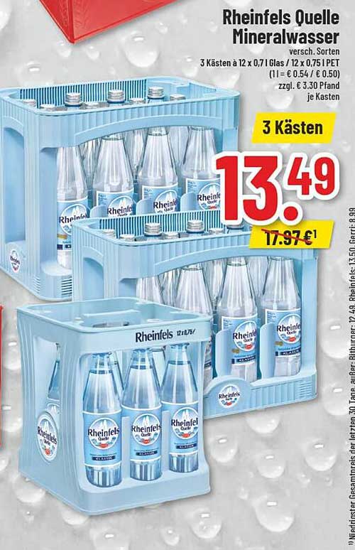 Rheinels Quelle Mineralwasser - 3 Kästen zum Sparpreis