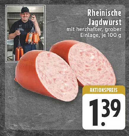 Rheinische Jagdwurst mit herzhaftem, grobem Einlage, je 100 g