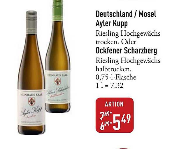 Riesling Hochgewächs trocken oder halb trocken – Ayler Kupp und Ockfener Scharzberg