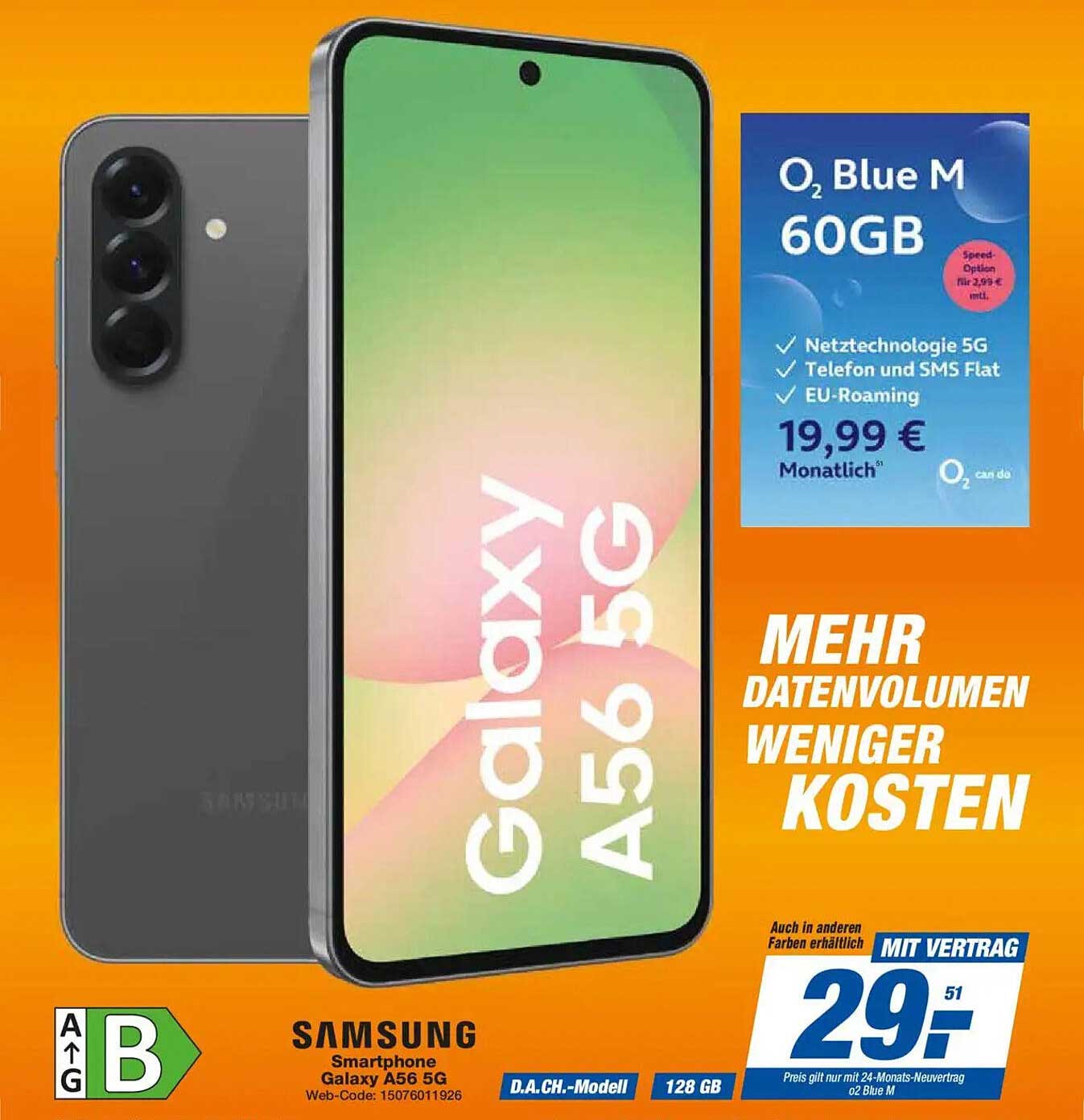 Samsung Smartphone Galaxy A56 5G mit O2 Blue M Vertrag