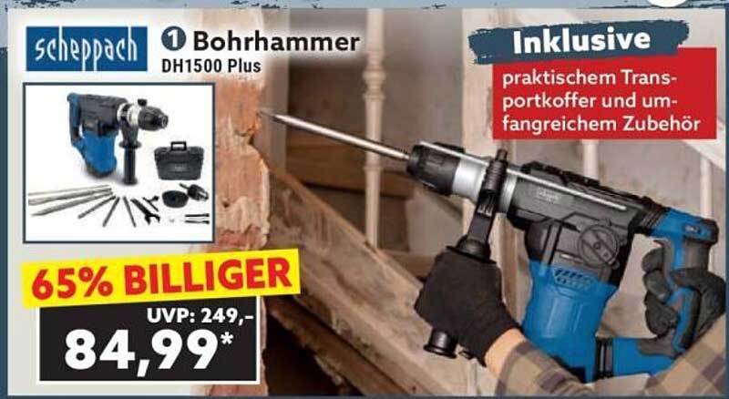 Scheppach Bohrhammer DH1500 Plus mit praktischem Zubehör
