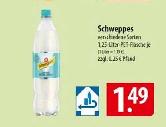 Schweppes verschiedene Sorten 1,25-Liter-PET-Flasche je