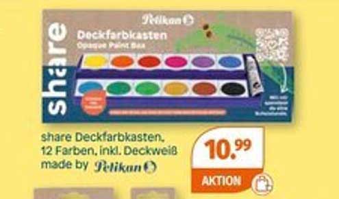 share Deckfarbkasten, 12 Farben, inkl. Deckweiß