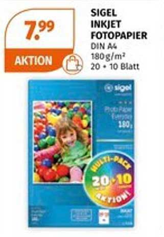 SIGEL INKJET FOTOPAPIER DIN A4 - 180g/m², 20 + 10 Blatt