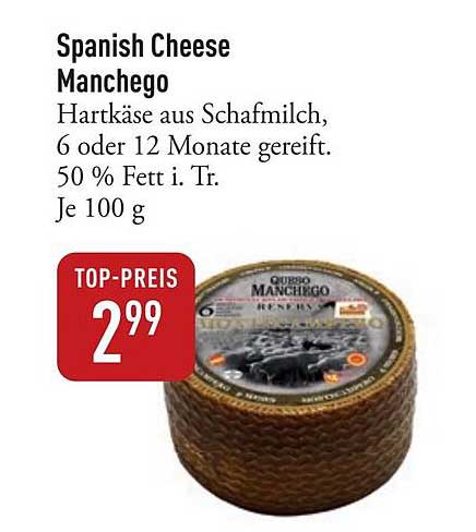 Spanish Cheese Manchego Hartkäse aus Schafmilch (6 oder 12 Monate gereift)