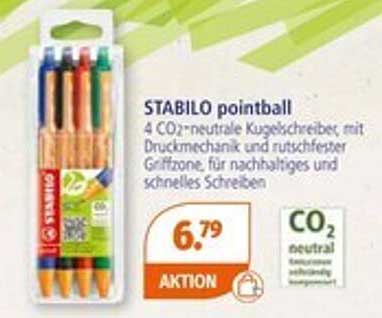 STABILO pointball 4 CO2-neutrale Kugelschreiber