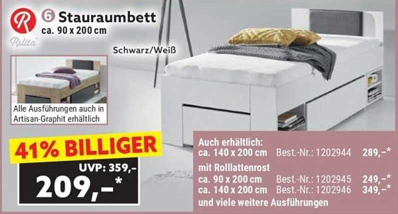Staurambett 90 x 200 cm in Schwarz/Weiß