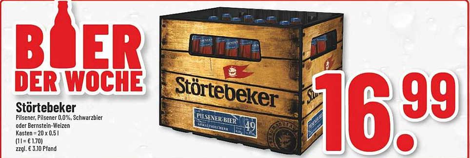 Störtebeker Pilsener, 0,0%, Schwarzbier oder Bernstein-Weizen, Kasten 20 x 0,5l