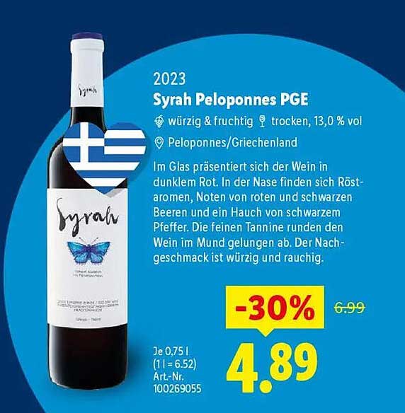 Syrah Peloponnes PGE 2023 - 30% Rabatt!