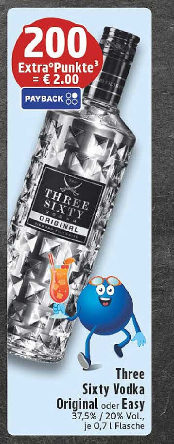 Three Sixty Vodka Original oder Easy 0,7 l Flasche