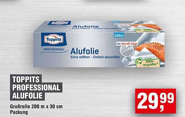 TOPPITS PROFESSIONAL ALUFOLIE - Großrolle 200 m x 30 cm