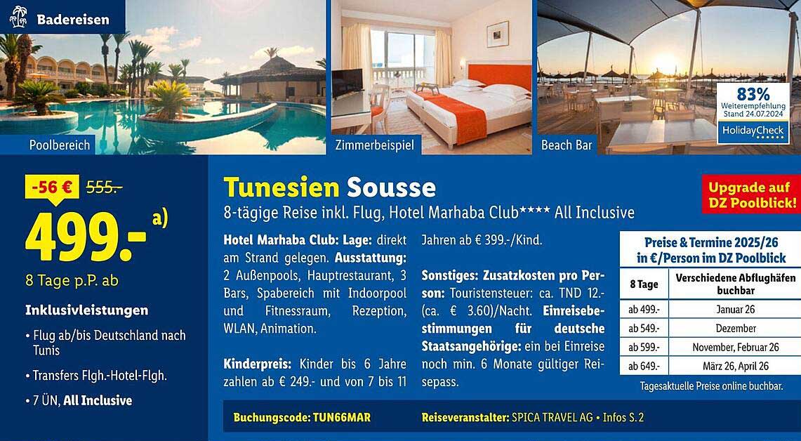 Tunesien Souisse - 8-tägige Reise im Hotel Marhaba Club**** All Inclusive