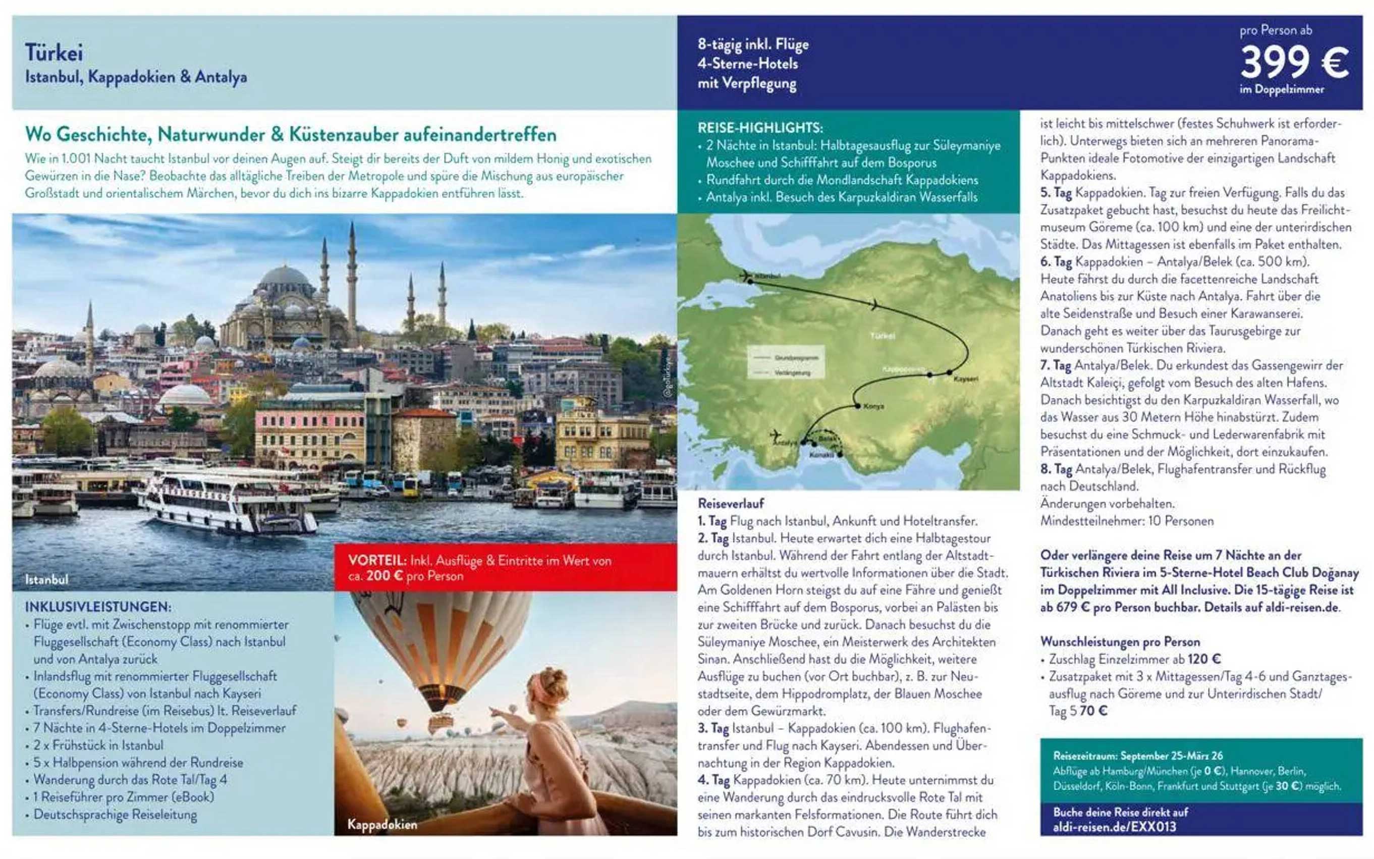 Türkei: Istanbul, Kappadokien & Antalya – 8-tägige Traumreise für nur 399 € pro Person