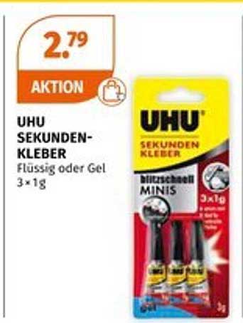 UHU SEKUNDEN-KLEBER Flüssig oder Gel 3 × 1g