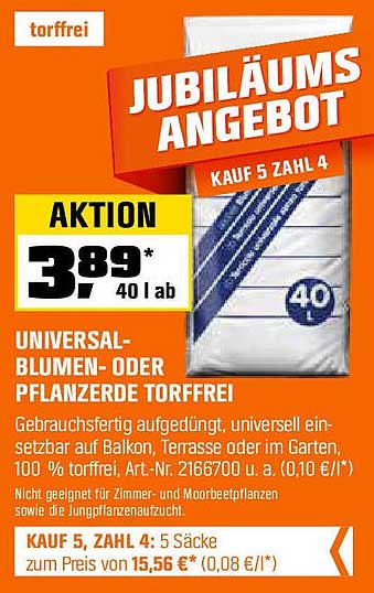 Universalsubstrat Blumenerde Torffrei - Kaufen 5, zahlen 4!