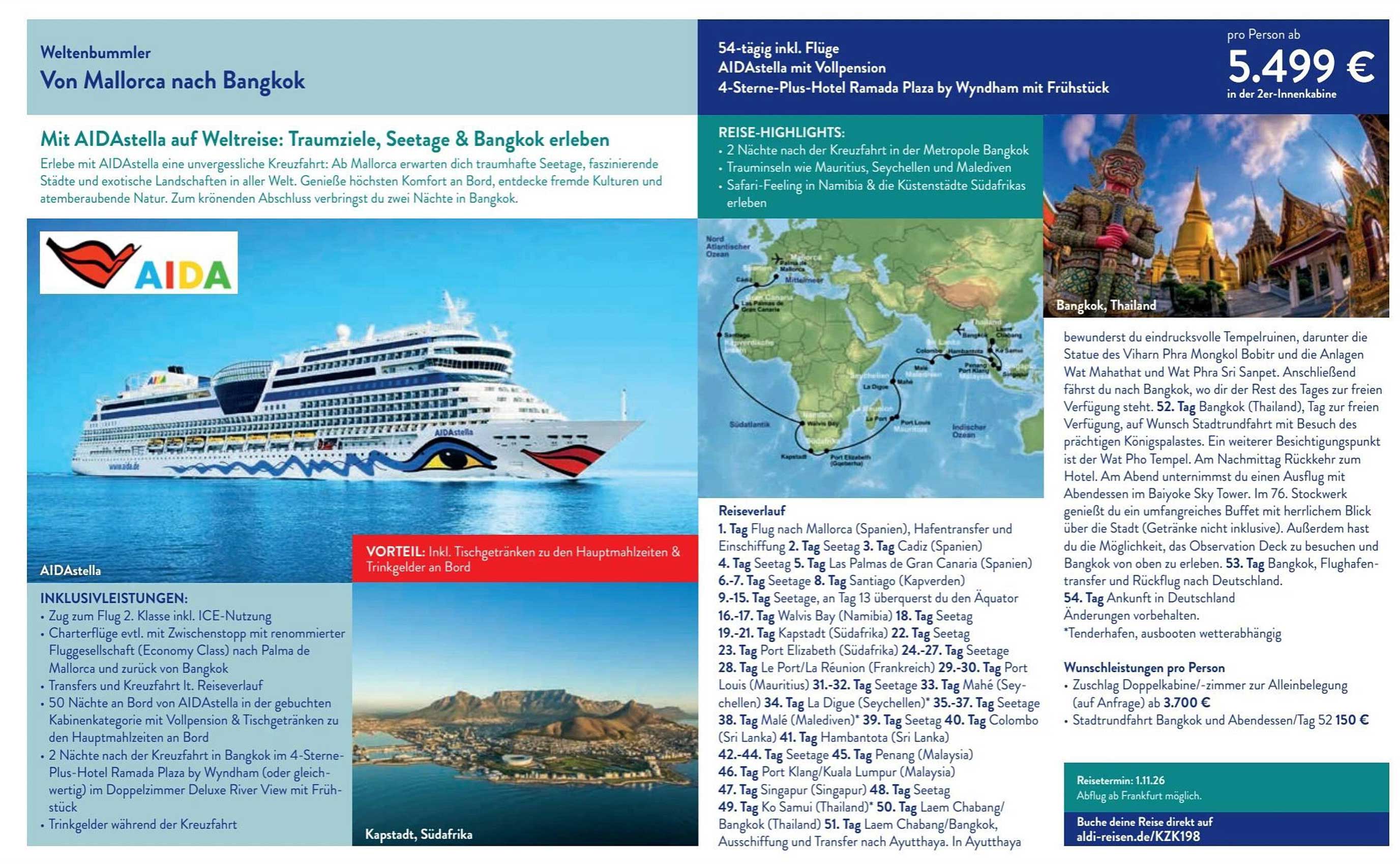 Von Mallorca nach Bangkok mit AIDAstella