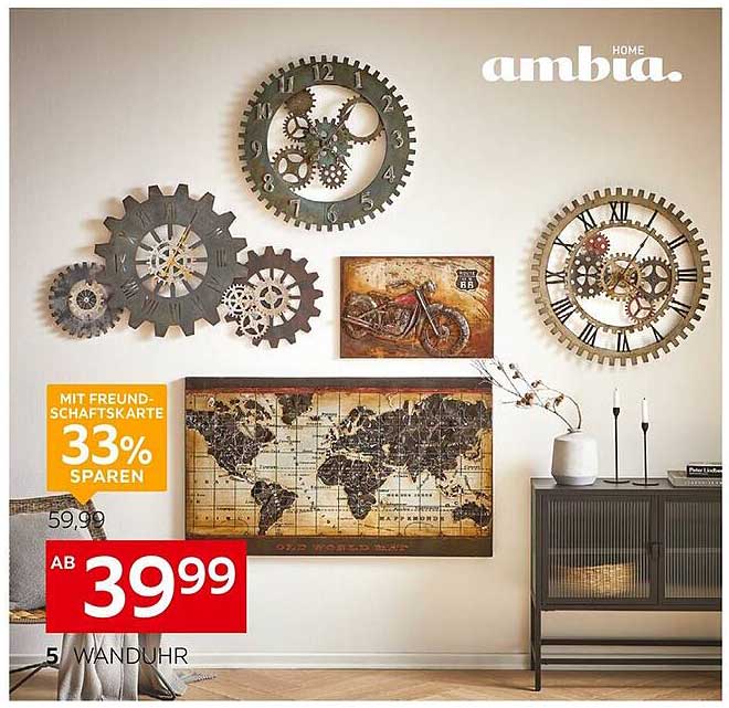 Wanduhr Ambia - Vintage Charm für Ihr Zuhause