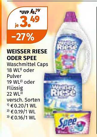 WEISSER RIESE oder SPEE Waschmittel Caps oder Pulver