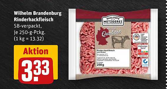 Wilhelm Brandenburg Rinderhackfleisch SB-verpackt, je 250-g-Pckg.