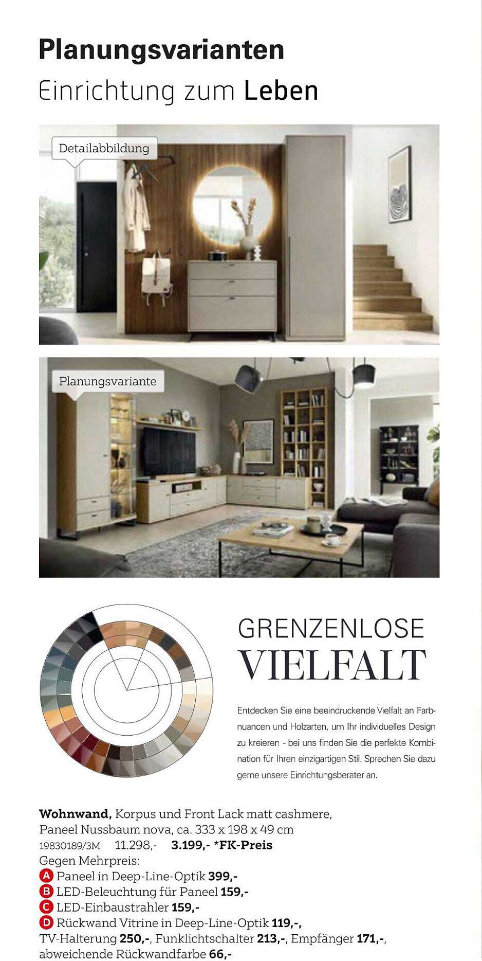 Wohnwand, Korpus und Front Lack matt cashmere