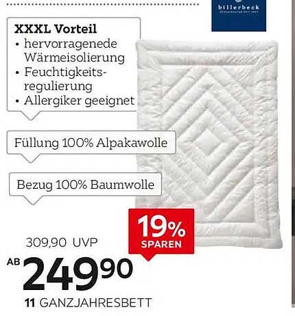 XXXL VORTEIL: GANZJAHRESBETT MIT 100% ALPAKAWOLLE