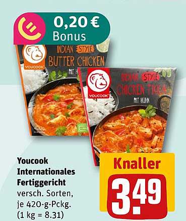 Youcook Internationales Fertiggericht - Butter Chicken und Chicken Tikka