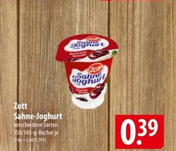 Zott Sahne-Joghurt verschiedene Sorten 150/140-g-Becher je