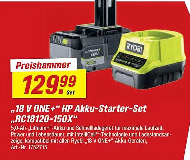 "18 V ONE+" HP Akku-Starter-Set "RC18120-150X"