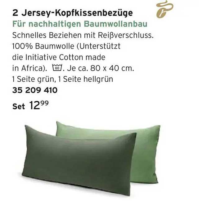 2 Jersey-Kopfkissenbezüge für nachhaltigen Baumwollanbau